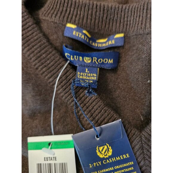 Club Room 2-Ply Cashmere V-Neck Sweater Black Truffle cottagecore dark Academia - Picture 1 of 7